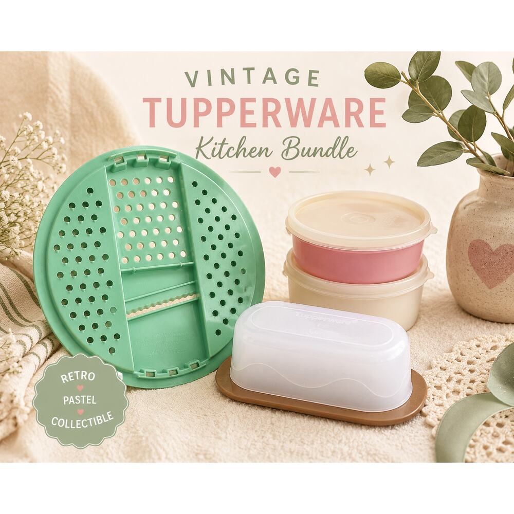 Vintage Tupperware  Bundle Grater Slicer Butter Dish Storage Containers Pastel